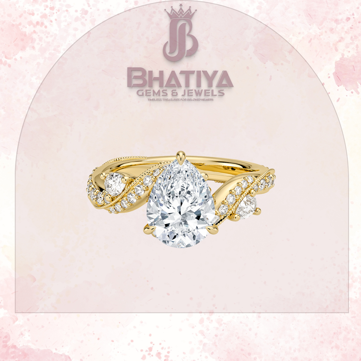 Royal Radiance Diamond Ring – 14K Gold Plated with Twisted Pave Band For Men's and Woman