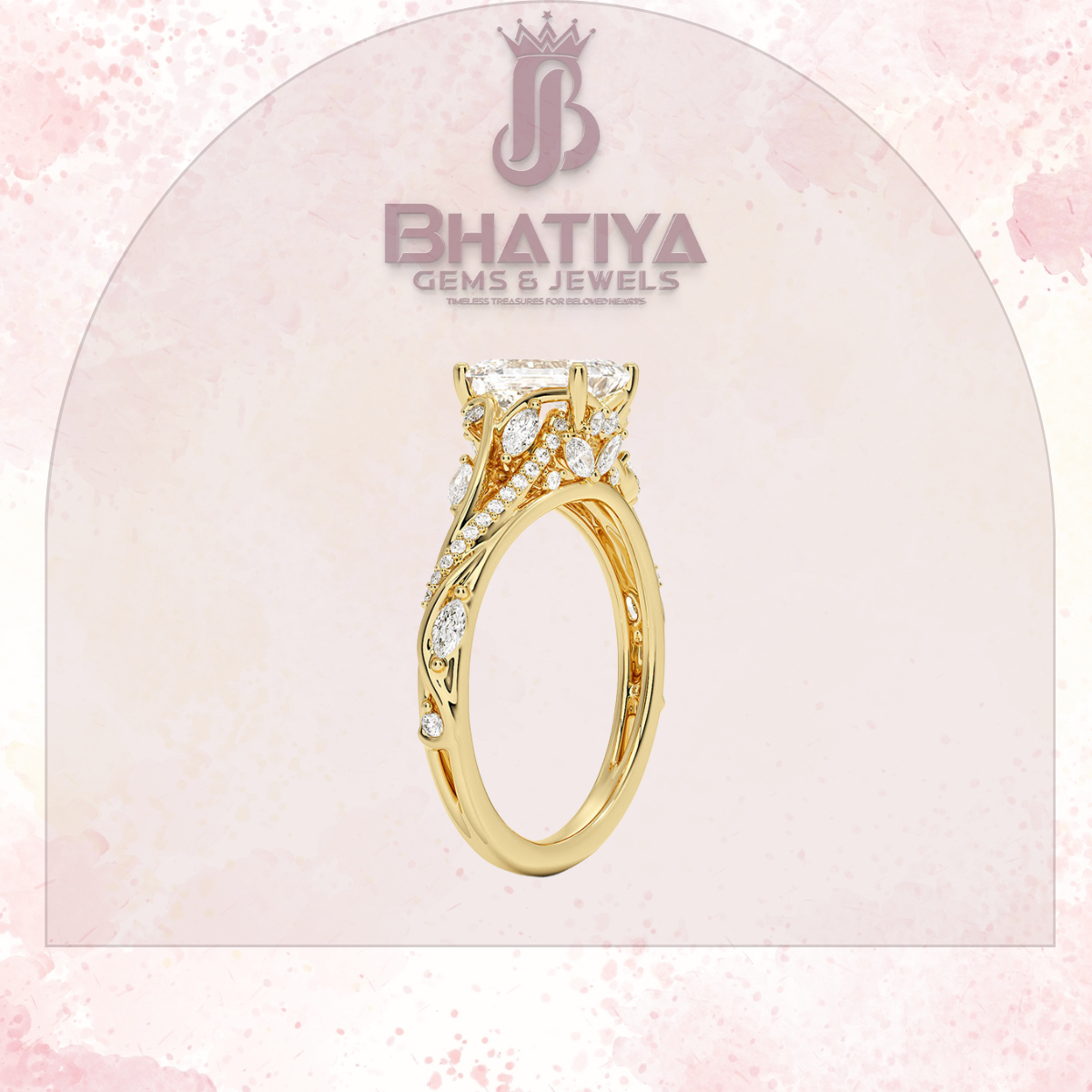 Begonia Vine Diamond Ring – Elegant Floral-Inspired Fine Jewelry Floral Touch of Luxury.