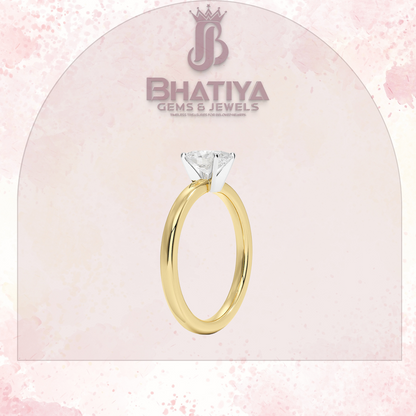 Elegant Diamond Solitaire Ring in 14K Gold with Comfort Fit Band – Timeless Piece for Engagements and Moissanite Diamond