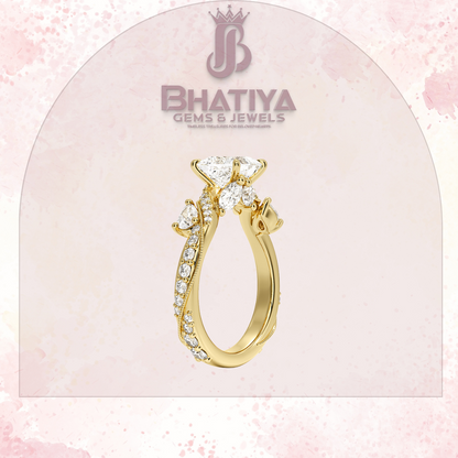 Royal Radiance Diamond Ring – 14K Gold Plated with Twisted Pave Band For Men's and Woman