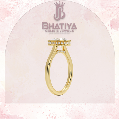 Radiant Elegance luxury Cut Diamond Ring in Yellow Gold Bezel Setting