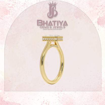 Radiant Elegance luxury Cut Diamond Ring in Yellow Gold Bezel Setting