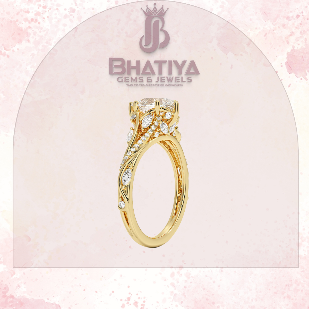 Begonia Vine Diamond Ring – Elegant Floral-Inspired Fine Jewelry Floral Touch of Luxury.
