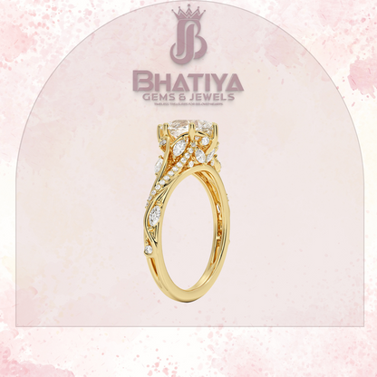 Begonia Vine Diamond Ring – Elegant Floral-Inspired Fine Jewelry Floral Touch of Luxury.