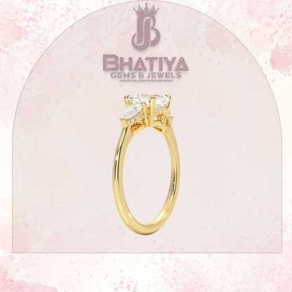 Elegant Diamond Engagement Ring – 14K Yellow Gold with Side Pear-Shaped Diamonds Luxury Fine Jewelry by Bhatiya Gems & Jewels