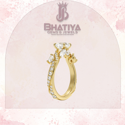 Royal Radiance Diamond Ring – 14K Gold Plated with Twisted Pave Band For Men's and Woman