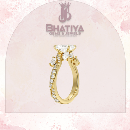 Royal Radiance Diamond Ring – 14K Gold Plated with Twisted Pave Band For Men's and Woman