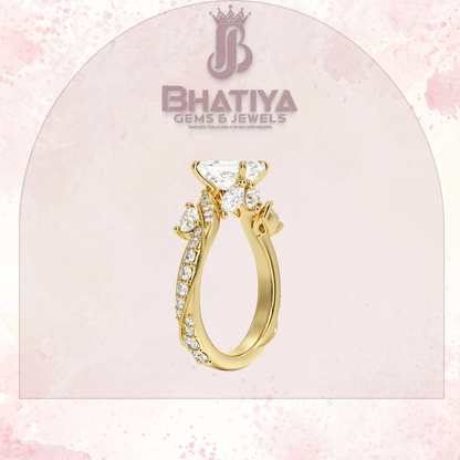 Royal Radiance Diamond Ring – 14K Gold Plated with Twisted Pave Band For Men's and Woman