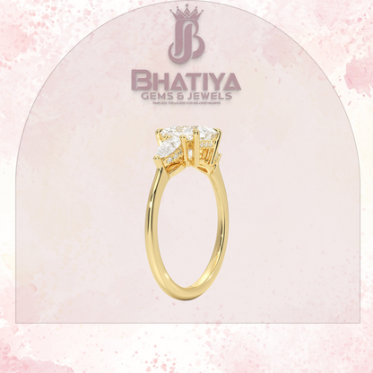 Elegant Diamond Engagement Ring – 14K Yellow Gold with Side Pear-Shaped Diamonds Luxury Fine Jewelry by Bhatiya Gems & Jewels