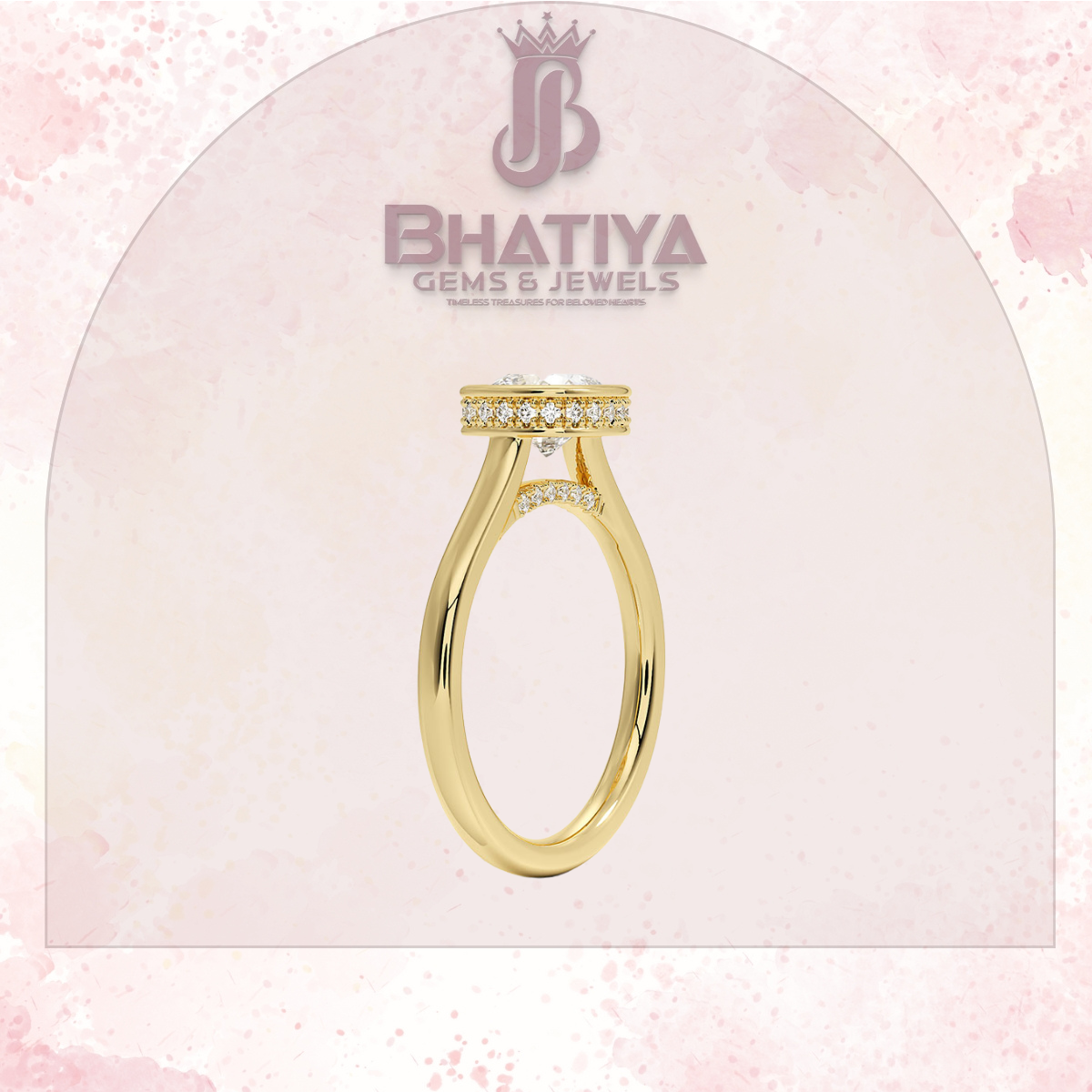 Radiant Elegance luxury Cut Diamond Ring in Yellow Gold Bezel Setting