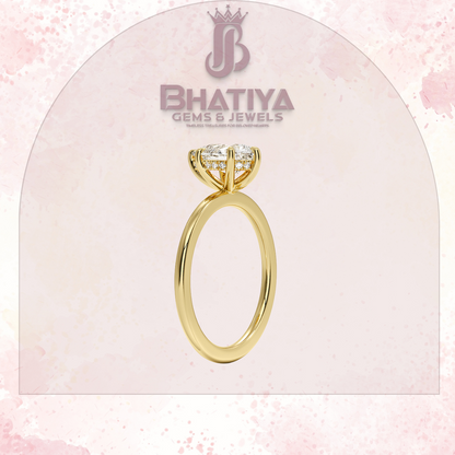 Classic Diamond Engagement Ring Minimalist Yellow Gold Setting Pure Love Solitaire Ring.