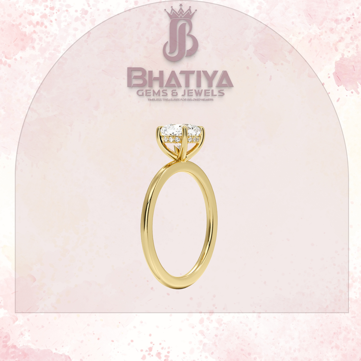 Classic Diamond Engagement Ring Minimalist Yellow Gold Setting Pure Love Solitaire Ring.