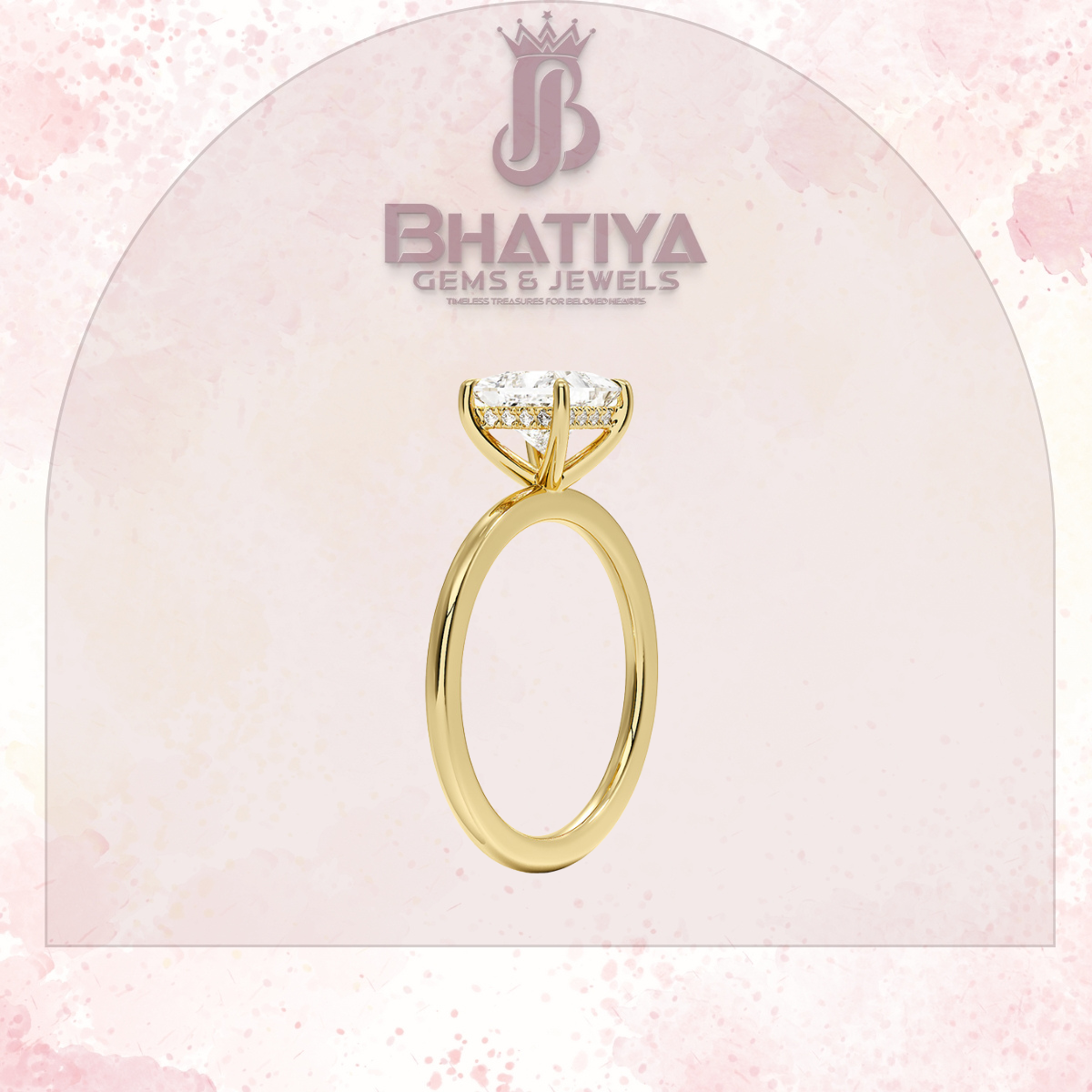 Classic Diamond Engagement Ring Minimalist Yellow Gold Setting Pure Love Solitaire Ring.