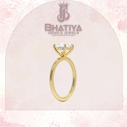 Classic Diamond Engagement Ring Minimalist Yellow Gold Setting Pure Love Solitaire Ring.