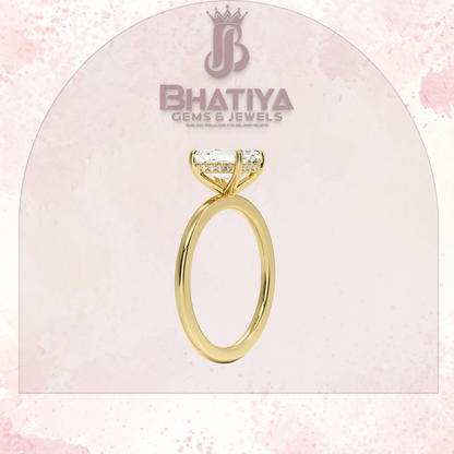 Classic Diamond Engagement Ring Minimalist Yellow Gold Setting Pure Love Solitaire Ring.