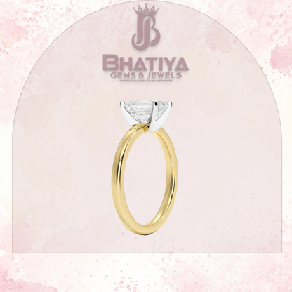 Elegant Emerald-Cut Solitaire Ring in 14K Yellow Gold with 2mm Comfort Fit Band and Moissanite Diamond – Perfect for Engagements and Gifts