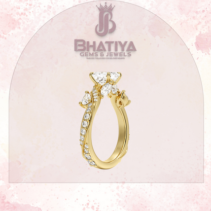 Royal Radiance Diamond Ring – 14K Gold Plated with Twisted Pave Band For Men's and Woman