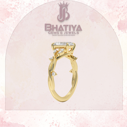 Engagement Ring in 14K Gold with Twisted Vine Band & Marquise Accents