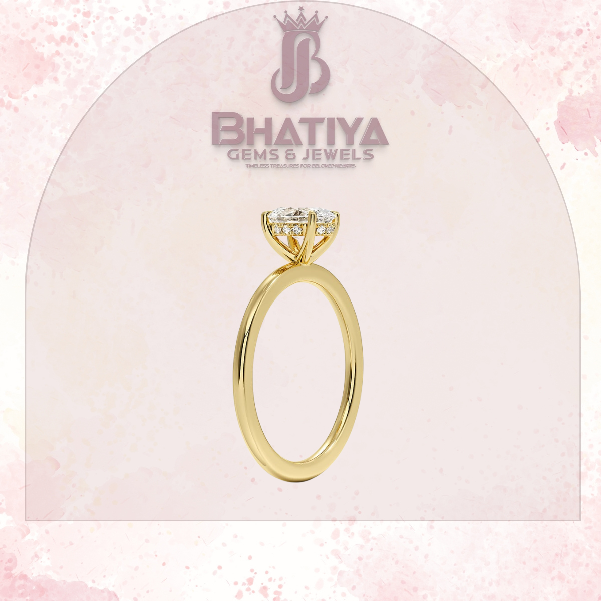 Classic Diamond Engagement Ring Minimalist Yellow Gold Setting Pure Love Solitaire Ring.