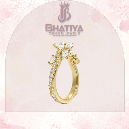 Royal Radiance Diamond Ring – 14K Gold Plated with Twisted Pave Band For Men's and Woman