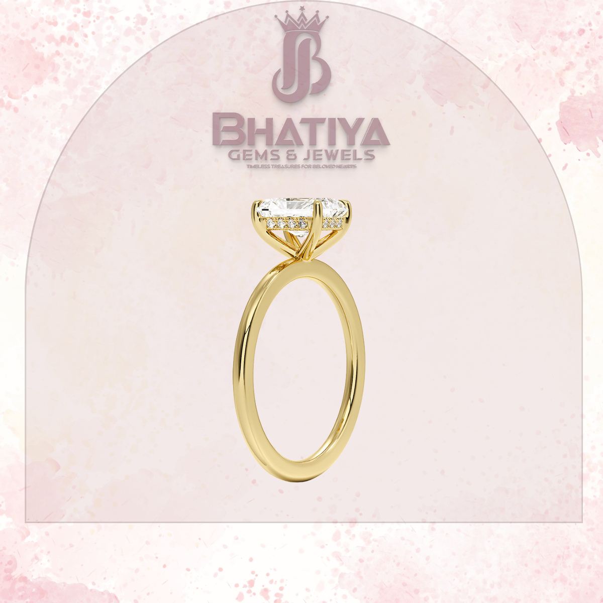 Classic Diamond Engagement Ring Minimalist Yellow Gold Setting Pure Love Solitaire Ring.