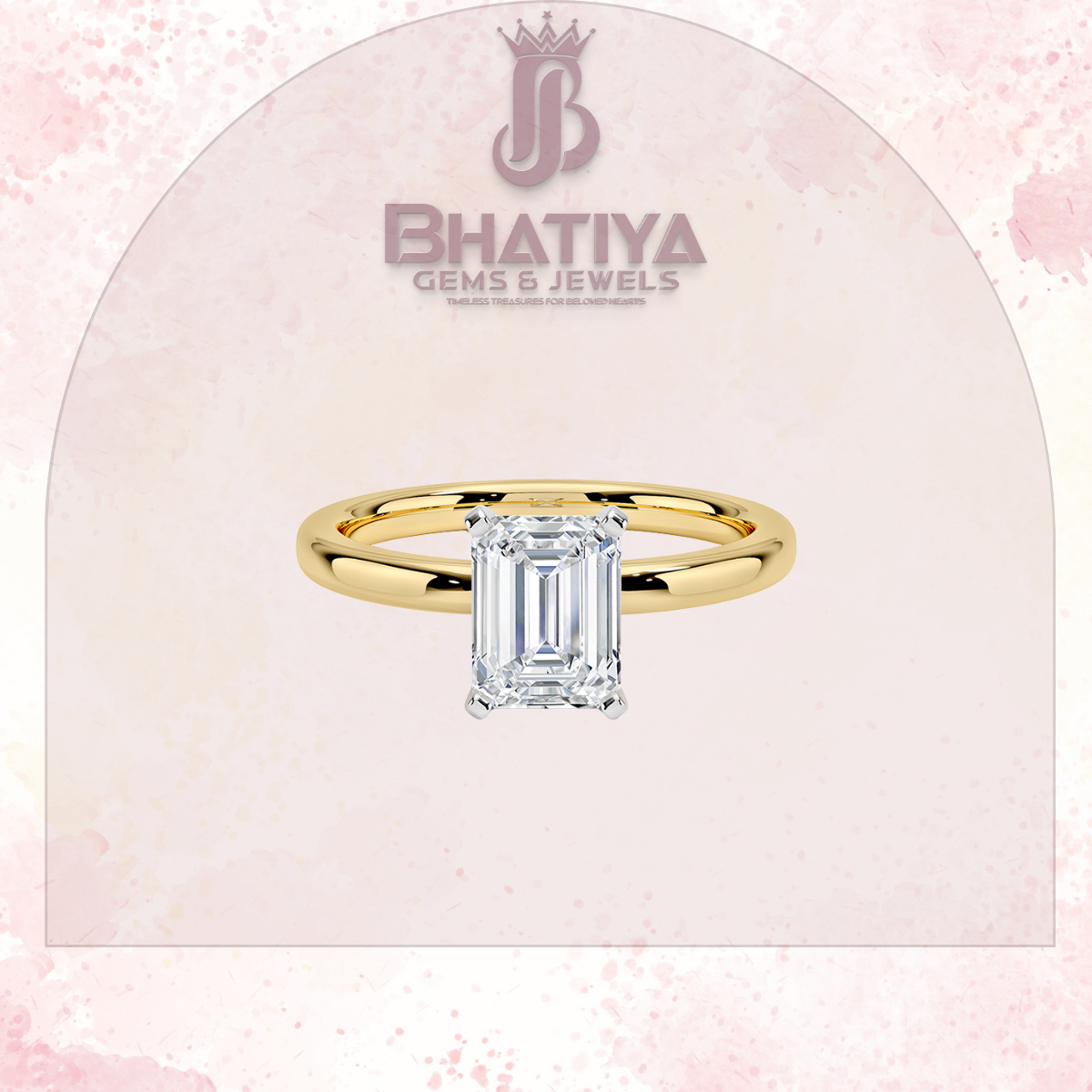 Elegant Emerald-Cut Solitaire Ring in 14K Yellow Gold with 2mm Comfort Fit Band and Moissanite Diamond – Perfect for Engagements and Gifts