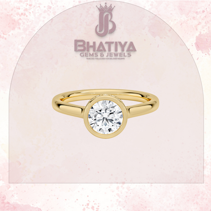 Radiant Elegance luxury Cut Diamond Ring in Yellow Gold Bezel Setting