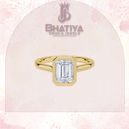 Radiant Elegance luxury Cut Diamond Ring in Yellow Gold Bezel Setting