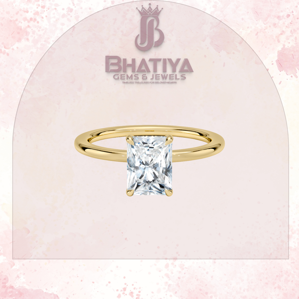 Classic Diamond Engagement Ring Minimalist Yellow Gold Setting Pure Love Solitaire Ring.