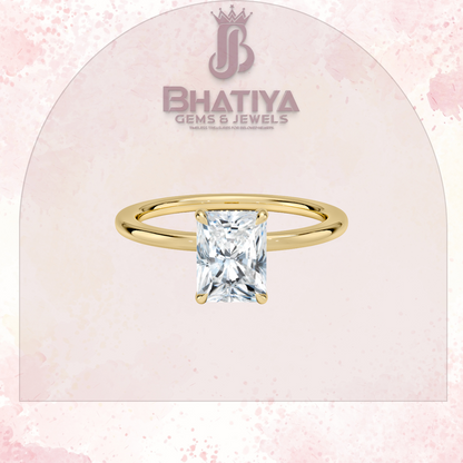 Classic Diamond Engagement Ring Minimalist Yellow Gold Setting Pure Love Solitaire Ring.