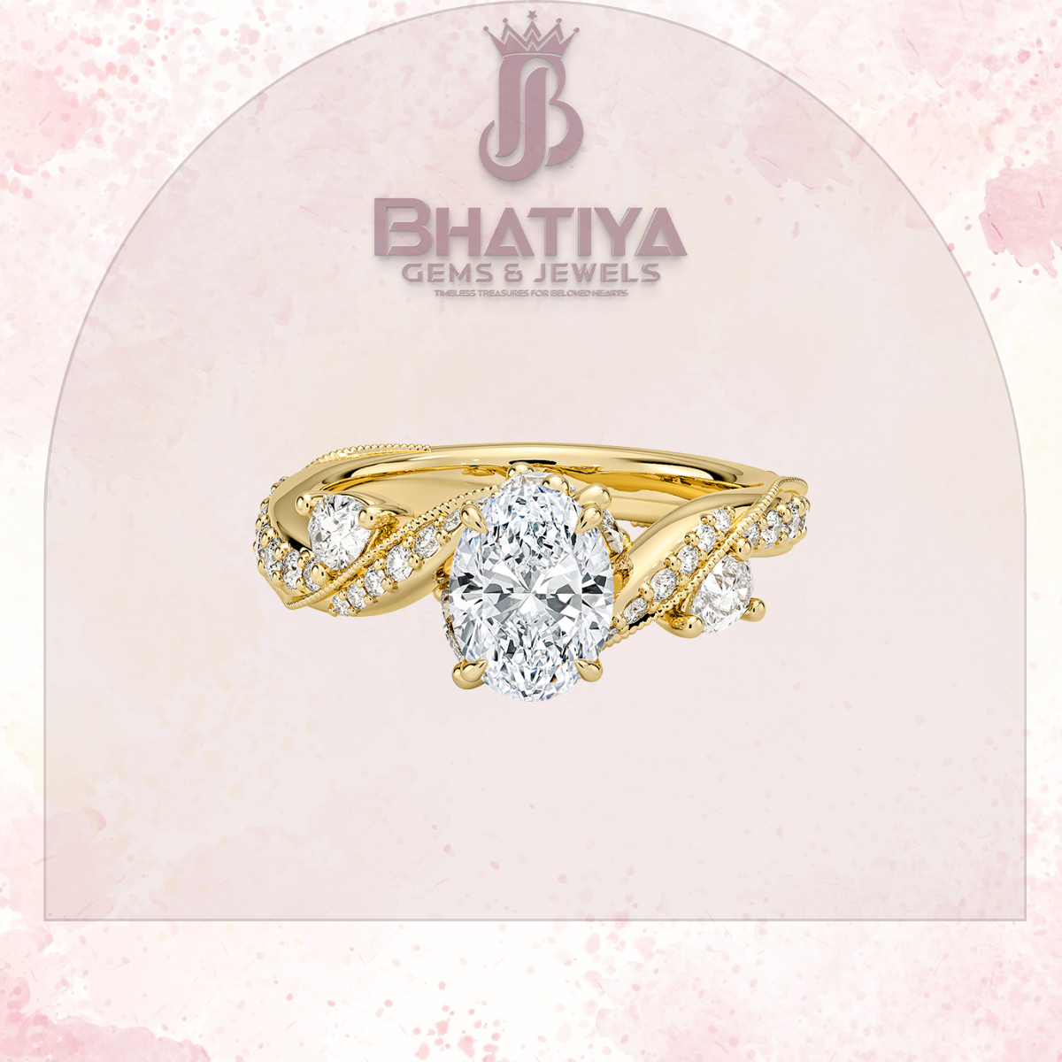 Royal Radiance Diamond Ring – 14K Gold Plated with Twisted Pave Band For Men's and Woman