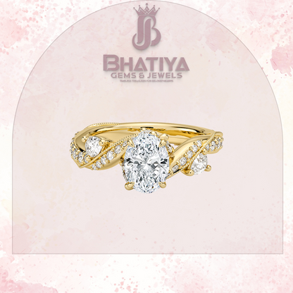 Royal Radiance Diamond Ring – 14K Gold Plated with Twisted Pave Band For Men's and Woman