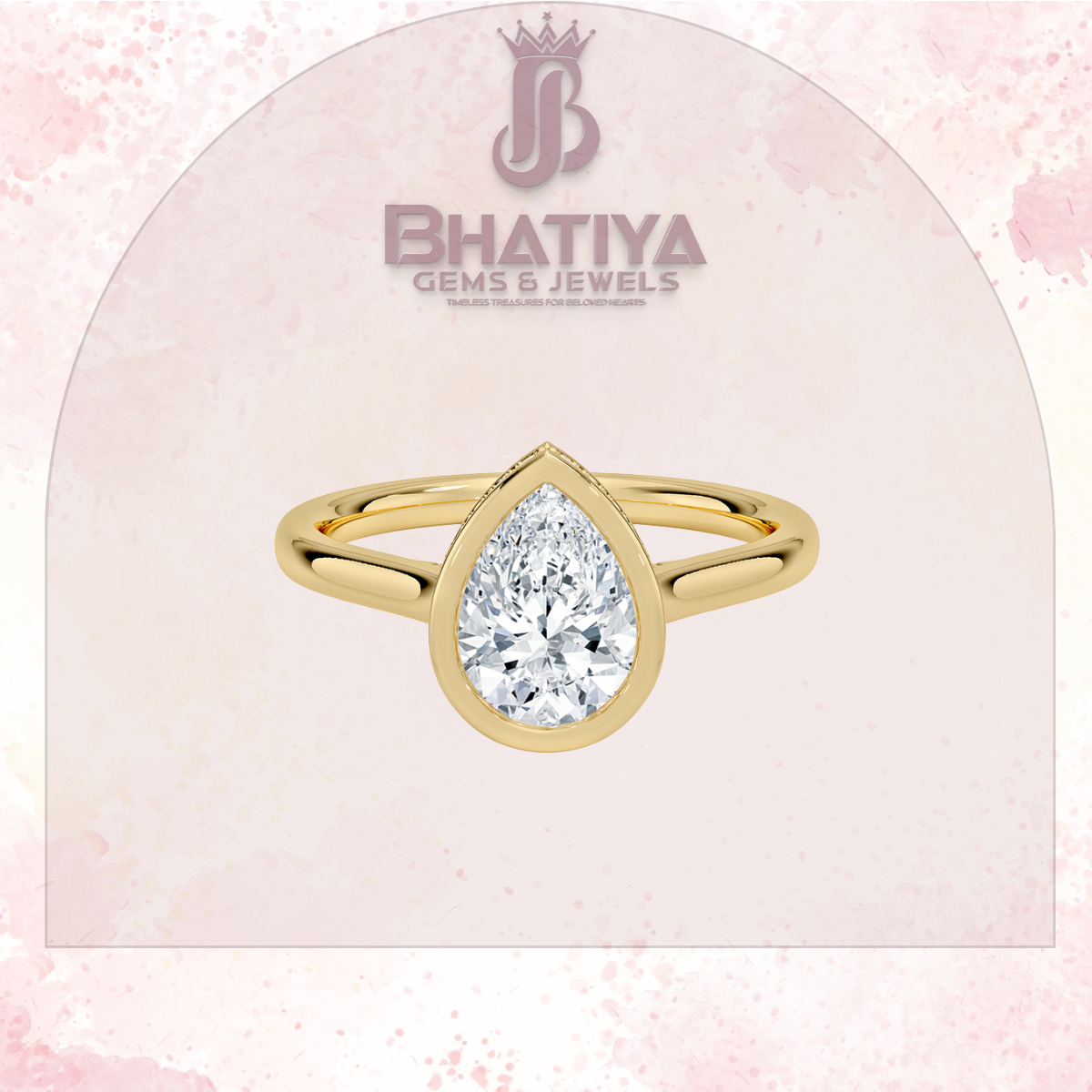 Radiant Elegance luxury Cut Diamond Ring in Yellow Gold Bezel Setting