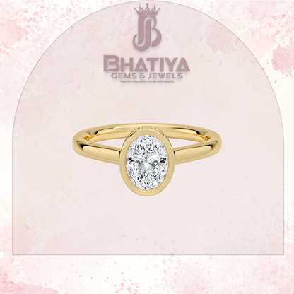 Radiant Elegance luxury Cut Diamond Ring in Yellow Gold Bezel Setting