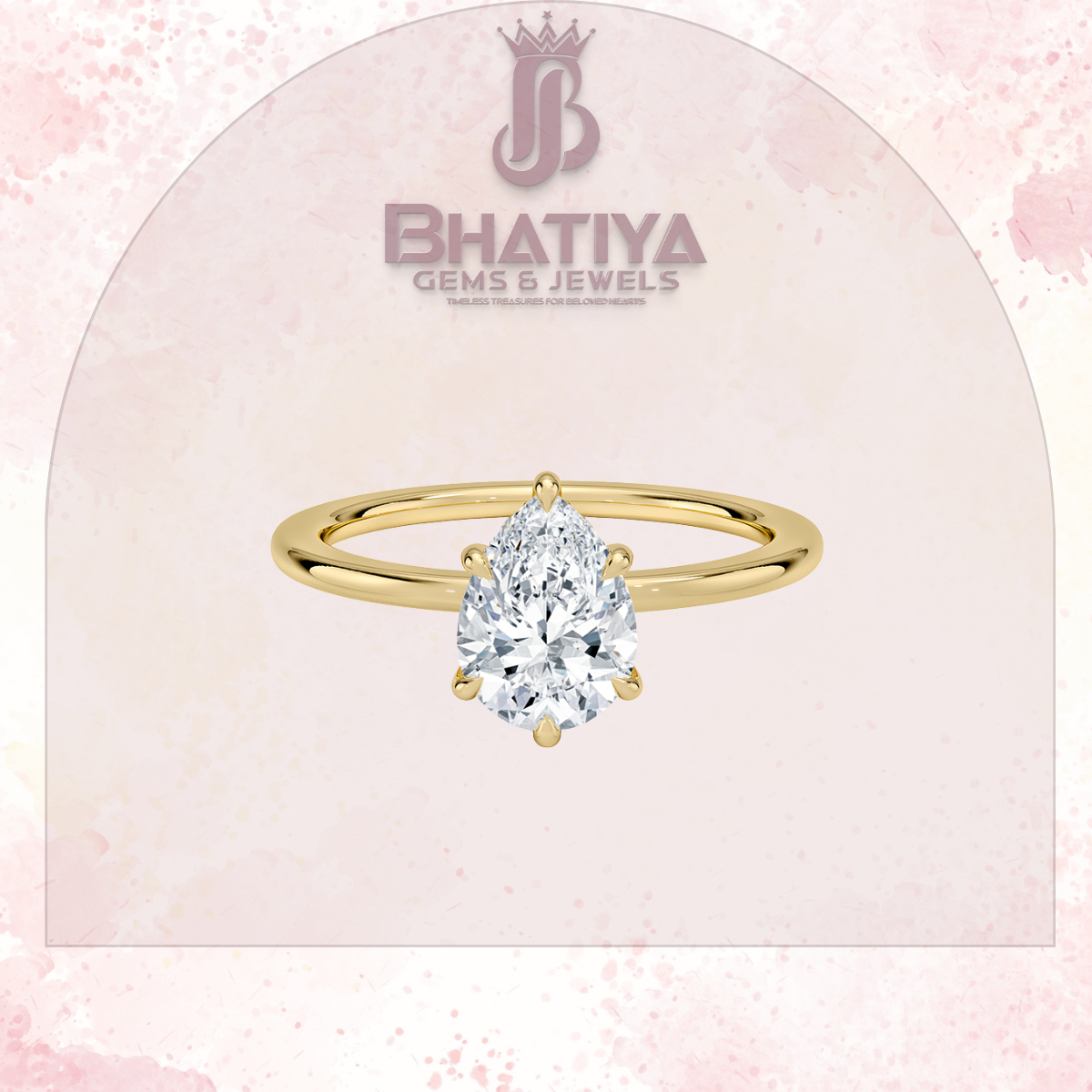 Classic Diamond Engagement Ring Minimalist Yellow Gold Setting Pure Love Solitaire Ring.
