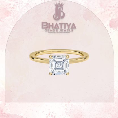 Classic Diamond Engagement Ring Minimalist Yellow Gold Setting Pure Love Solitaire Ring.