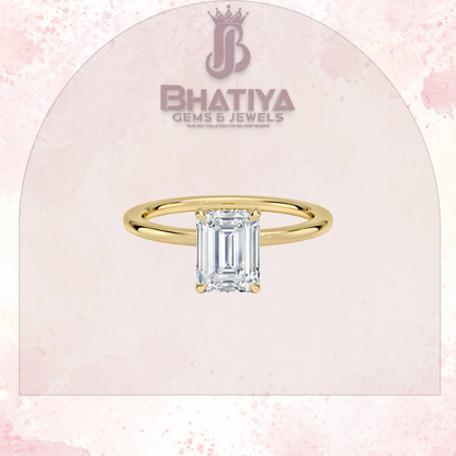 Classic Diamond Engagement Ring Minimalist Yellow Gold Setting Pure Love Solitaire Ring.
