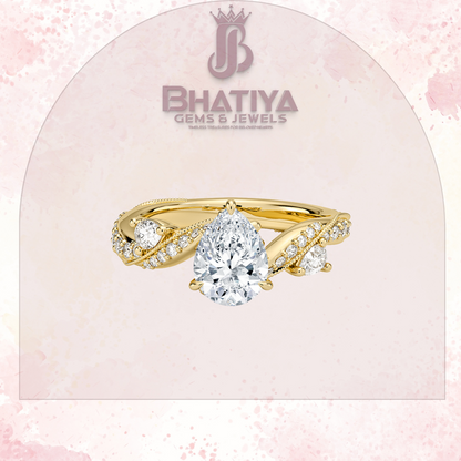 Royal Radiance Diamond Ring – 14K Gold Plated with Twisted Pave Band For Men's and Woman