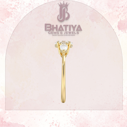 Elegant Diamond Engagement Ring – 14K Yellow Gold with Side Pear-Shaped Diamonds Luxury Fine Jewelry by Bhatiya Gems & Jewels
