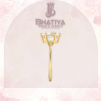 Elegant Diamond Engagement Ring – 14K Yellow Gold with Side Pear-Shaped Diamonds Luxury Fine Jewelry by Bhatiya Gems & Jewels