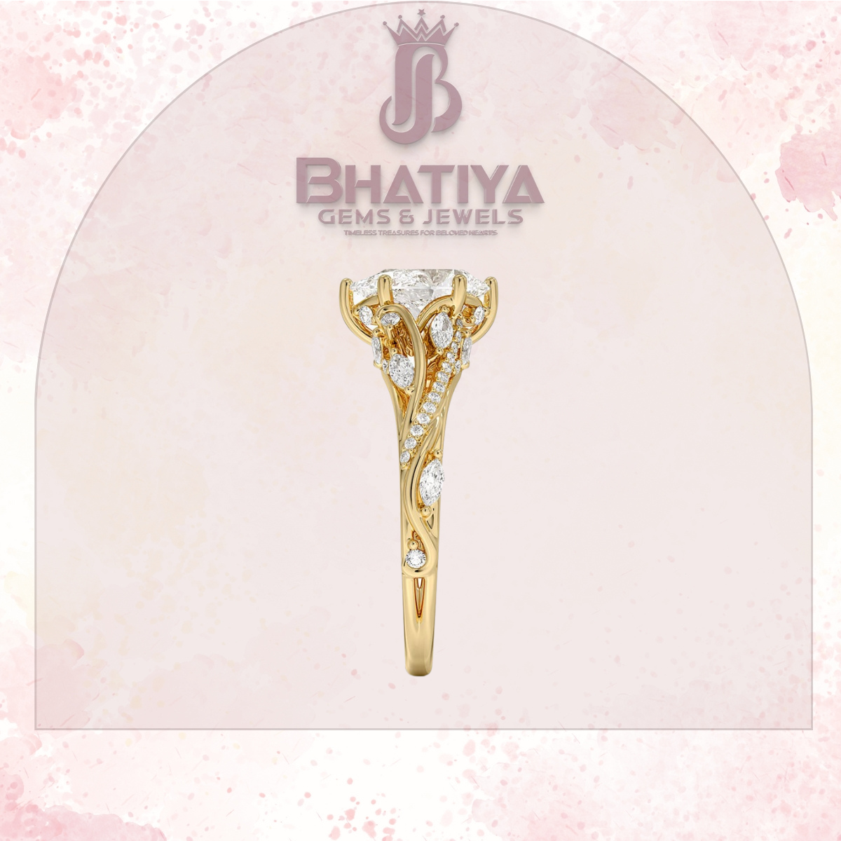 Begonia Vine Diamond Ring – Elegant Floral-Inspired Fine Jewelry Floral Touch of Luxury.