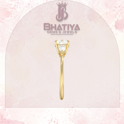 Elegant Diamond Engagement Ring – 14K Yellow Gold with Side Pear-Shaped Diamonds Luxury Fine Jewelry by Bhatiya Gems & Jewels