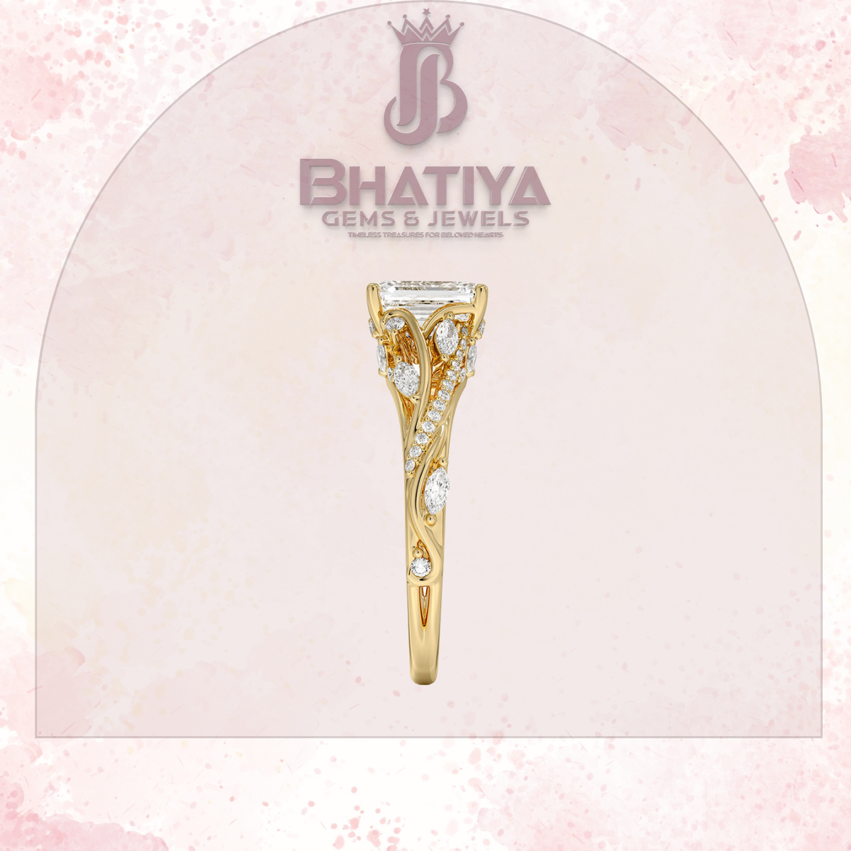 Begonia Vine Diamond Ring – Elegant Floral-Inspired Fine Jewelry Floral Touch of Luxury.