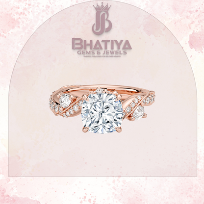 Royal Radiance Diamond Ring – 14K Gold Plated with Twisted Pave Band For Men's and Woman