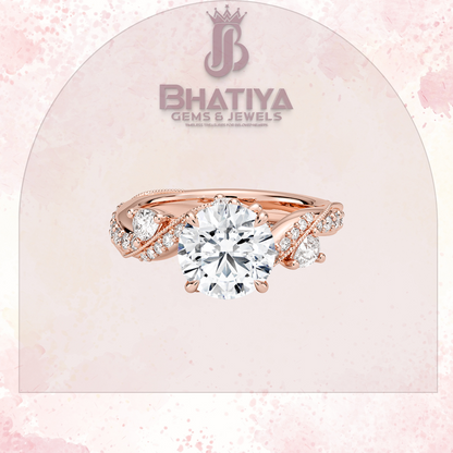 Royal Radiance Diamond Ring – 14K Gold Plated with Twisted Pave Band For Men's and Woman