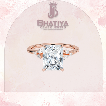 Vintage-Inspired Diamond Engagement Ring – 6-Prong Setting with Side Accents in Yellow Gold