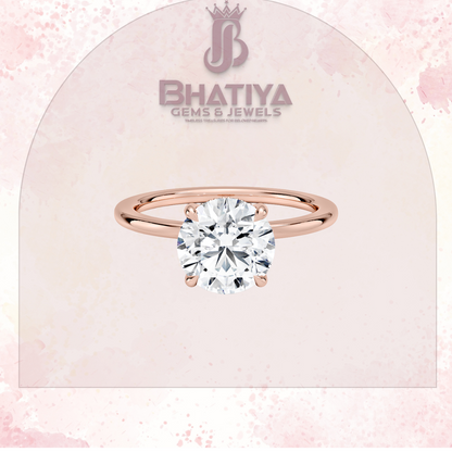 Classic Diamond Engagement Ring Minimalist Yellow Gold Setting Pure Love Solitaire Ring.