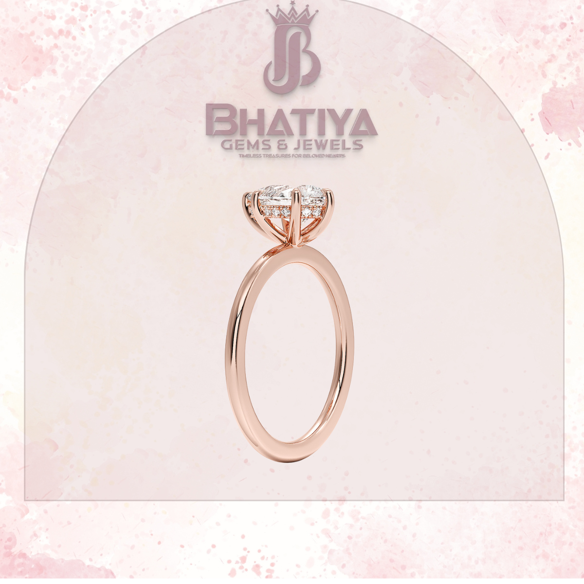Classic Diamond Engagement Ring Minimalist Yellow Gold Setting Pure Love Solitaire Ring.