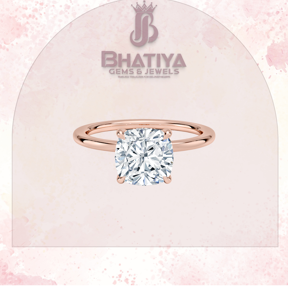 Classic Diamond Engagement Ring Minimalist Yellow Gold Setting Pure Love Solitaire Ring.