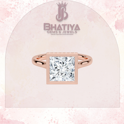 Radiant Elegance luxury Cut Diamond Ring in Yellow Gold Bezel Setting